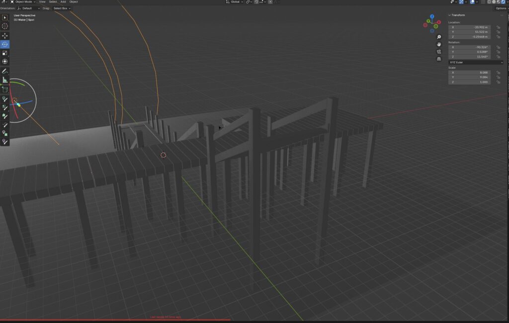 Greyscale 3D pier with a subtle lighting