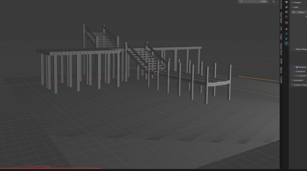 Greyscale 3D pier with a subtle lighting with water texture